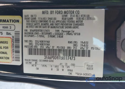2014 Ford Fusion Titanium from USA, damaged, VIN 3FA6P0D97ER117473